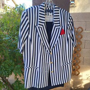 Striped jacket with solid color skirt